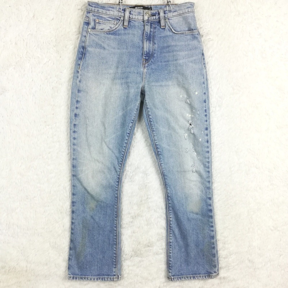 Hudson Womens Jeans Holly Boot Cut Blue Denim Light Wash Ripped Bleached 26‎